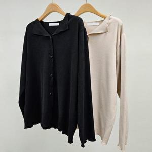 빅사이즈골지티 T417L412 오로라오픈카라단추티 BN