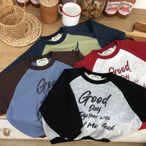 [엠케이] 기모 데이나그랑 아동 배색 긴팔맨투맨 802027