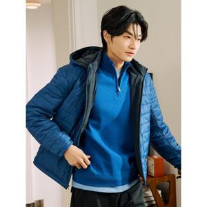 [신상40%OFF][빈폴멘] 코튼 베럴비 반집업 니트 블루 (BC5151C01P)