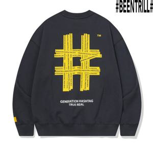 [빈트릴]옐로우 테이핑 해시태그 맨투맨 BA243RM005