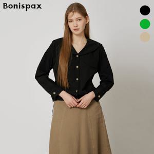 [보니스팍스(여성의류)]세라 카라 골드 버튼 스트링 블라우스 (XP1SH005M0)