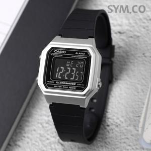 카시오 W-217HM-7B 스퀘어 디지털 알람 군인 군용 남자 우레탄