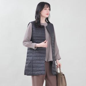 애비뉴투지 엄마옷 메리 라운드 브이 넥 변형 오리털 경량 패딩 조끼 V09133