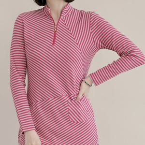 애비뉴투지 엄마옷 멀티 스트라이프 가을 겨울 긴팔 집업 롱 티셔츠 A10019