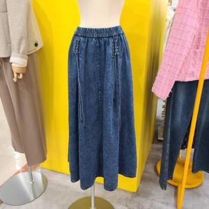 르피타 DP01 허리밴딩 데님플레어스커트 L255USK251