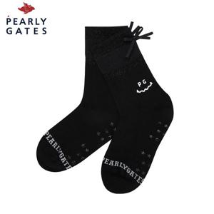 [파리게이츠] 여성 스마일 글리터 튤 리본 중목 양말