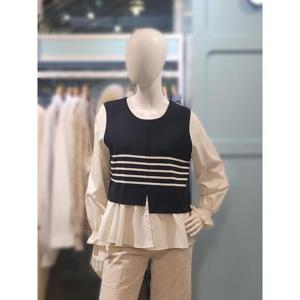 클리지 세이브존03 클리지 블라우스배색 단가라니트 AGCO2WKT14A