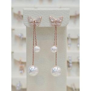 볼라레 세이브존03 볼라레 볼룬 두줄 진주 은침 드롭귀걸이 2color AGSSS1702A