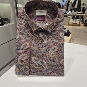 [레노마] 리버티 페이즐리 플라워프린트 일반핏긴팔셔츠RNFSG1034와인