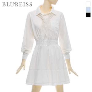 셔츠카라 미니 프릴 플레어 원피스_BI5S1OP3181