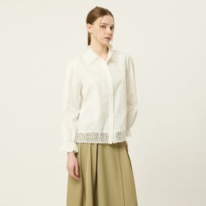 [보니스팍스(여성의류)]펀칭 레이스 카라 프릴 블라우스 셔츠 (XP2SH023M0)