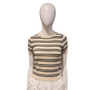 [페이지플린]단가라배색 크롭 반팔 니트(F5AKN502A)