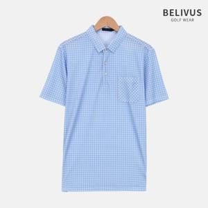 빌리버스 남성 골프웨어 골프복 여름 체크 반팔티 BRM009