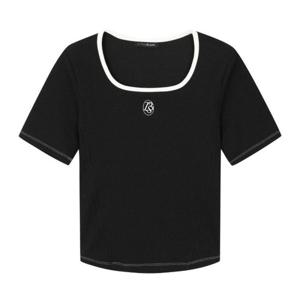 [르샵]25l3l22jts010uu스퀘어넥 립배색 자수 반팔티셔츠