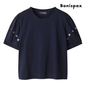 [보니스팍스(여성의류)]소매 스팽글 포인트 반팔 티셔츠 (XP4TS001M0)