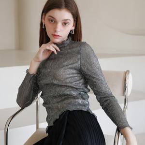 [요이츠]시스루 메탈 프릴 플리츠 티셔츠_YJ03WNPTS01