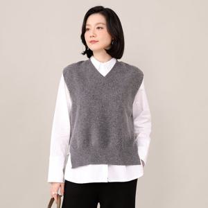 애비뉴투지 엄마옷 코지 브이넥 봄 가을 겨울 기본 루즈핏 니트 조끼 V10142