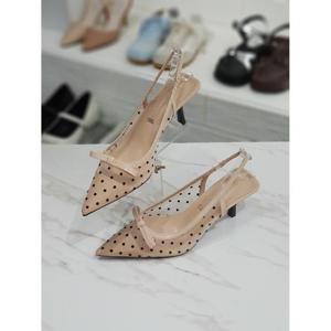 한슈 세이브존06 시스루 도트 바디 리본 슬링백 샌들힐 7cm S57sy34J9-1sn