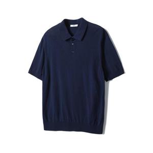 [노티그] 코튼100 워셔블 피케 카라니트 네이비