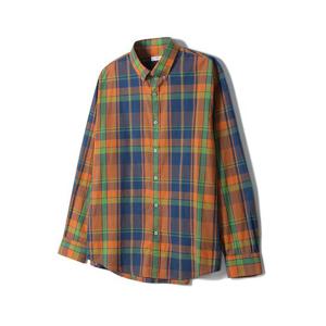 [노티그] 코튼100 세미오버핏 빅체크셔츠 오렌지