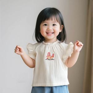 [엠케이] 프릴버섯 여아동 여름 나시 자수 블라우스 205776