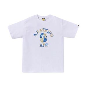 베이프 리퀴드 카모 컬리지 티셔츠 화이트 블루 0ZXTEM110028M