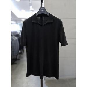 바쏘옴므 세이브존03 바쏘옴므 남자 여름 블랙 슬릿넥 카라 반팔 티셔츠 WSAGZ2GK01A