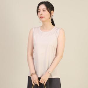 애비뉴투지 엄마옷 미색 실켓면 얇은 라운드 여름 나시 민소매 티셔츠 A05540