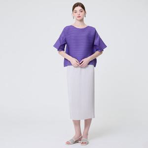 [요이츠]스트라이프 밴딩 H라인 플리츠 미들 스커트_YI03WNPSK02