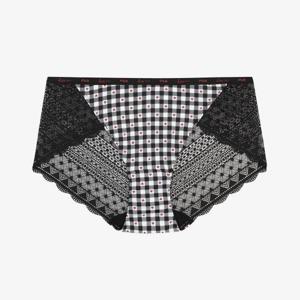 [휠라언더웨어] 키스미 체크 하트 레이스 브리프 (FI4BFF2651F_BLK)