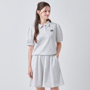 FOCUS   2SET 리본 자수 카라 티셔츠+플레어 팬츠 PBBF5M1TS6951