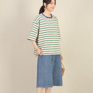 애비뉴투지 엄마옷 면 30수 멀티 스트라이프 반팔 봄 여름 티셔츠 A05553