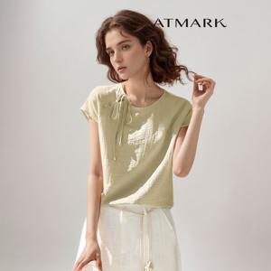 ATMARK (77까지)리본타이넥캡소매블라우스_AA53BL015G