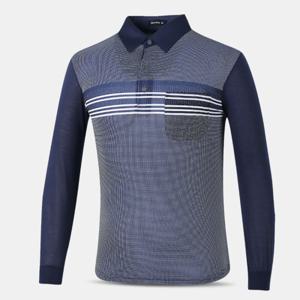 [아즈바이]남성 면 혼방 중년 긴팔 카라 티셔츠 NAF752 봄 가을