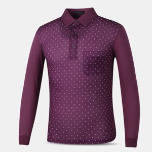 [아즈바이]남성 면 혼방 중년 긴팔 카라 티셔츠 NAF707 봄 가을