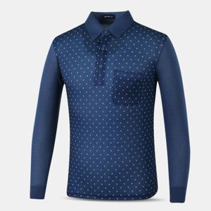 [아즈바이]남성 면 혼방 중년 긴팔 카라 티셔츠 NAF706 봄 가을