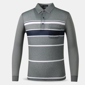 [아즈바이]중년 남성 면혼방 긴팔 카라 티셔츠 NAF701 봄 가을