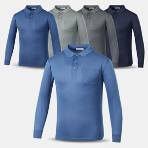 [아즈바이]중년 남성 무지 긴팔 카라 티셔츠 L4801 봄 가을