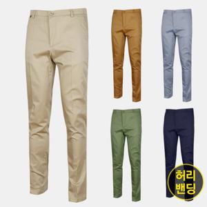 [아즈바이]남자 허리 밴드 고급 스판 면바지 TD221 중년 봄 여름