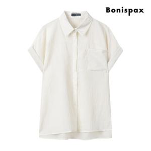 [보니스팍스(여성의류)]언발 롤업 소매 반팔 셔츠 (XP5SH013M0)