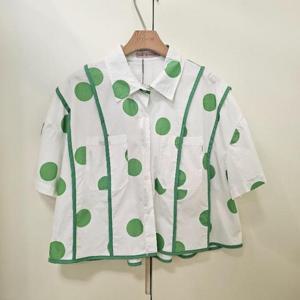 스테파니 HC07 땡땡이  크롭 셔츠 A24SH4225