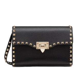 발렌티노 블랙 가죽 락스터드 스몰 숄더 백 7W2B0181VSF 0NO 0N