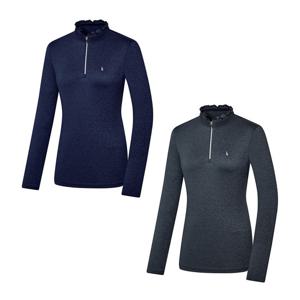 비티알 여성 흡습속건 베이직 골프 긴팔 러플카라 티셔츠 2201TB437W