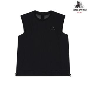 [블랙앤화이트]여성 등판 메쉬 배색 라운드넥 베스트 9825LZSN_BLACK