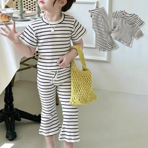 [엠케이] 스트라입골지 여아동 반팔 부츠컷 상하복세트 205796