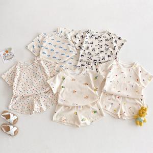 [엠케이] 크리미패턴 아동 반팔 반바지 상하복세트 205803