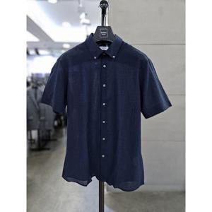 바쏘옴므 세이브존03 바쏘옴므 남자 여름 시어서커 다크그린 반팔 셔츠 BSAGZ2TT22A