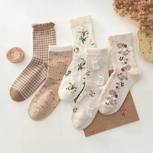 [써니 패션] 귀여운 예쁜 여성 양말 봄스타일 5개세트