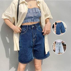 [써니 패션] 여성 5부 여름 데님 하이웨스트 청반바지