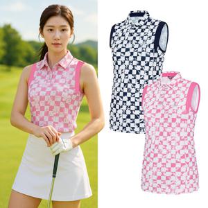 비티알 여성 골프 플라워 패턴 민소매 카라 티셔츠 BSC497RT1W